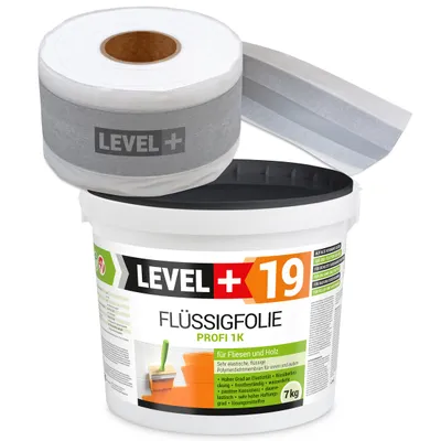 Obrázek produktu pro Hydroizolační sada Tekutá fólie 7 kg Páska 5mb Balkon Koupelna LEVEL+ SET546