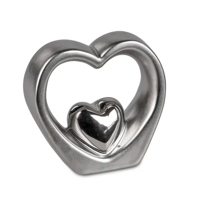 Produktbild von 1 Deko-Herz silber glanz-matt 9 cm