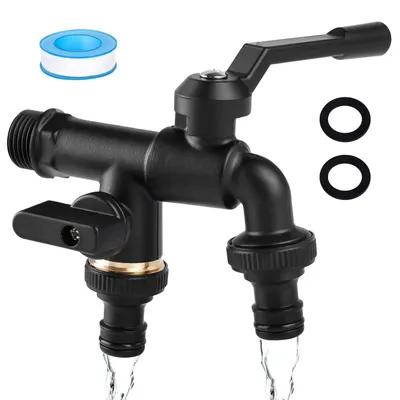 Doppel-Wasserhahn 3/4 Zoll, frostbeständig, für Garten und Waschmaschine