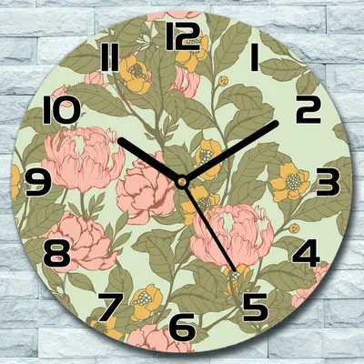 Produktbild von Wanduhr aus Glas Rund fi 30 Vintage Blumen Retro Quarz Deko Schlafzimmer Büro