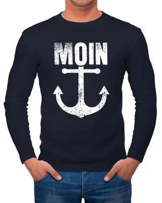 Produktbild von Herren Longsleeve Moin Anker Retro Printshirt T-Shirt Aufdruck Maritim Nordisch Langarm-Shirt Fashion Streetstyle Neverless® navy S