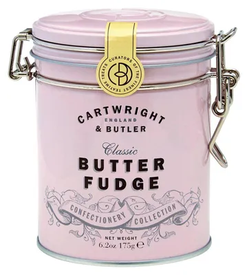 Image de Cartwright & Butler Butter Fudge Caramel mou au beurre dans une boîte en fer rose