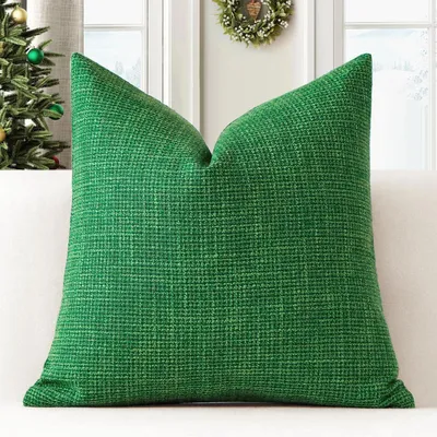 Productafbeelding van Kussensloop, effen, linnen, 50x50 cm, donkergroen, 1 stuk