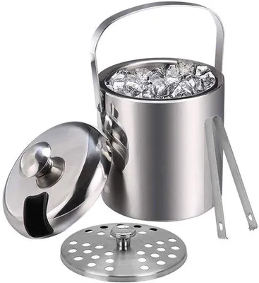 Produktbild von Eisbehälter aus Edelstahl, doppelwandig, 3 Liter, mit Deckel, Zange und Filter
