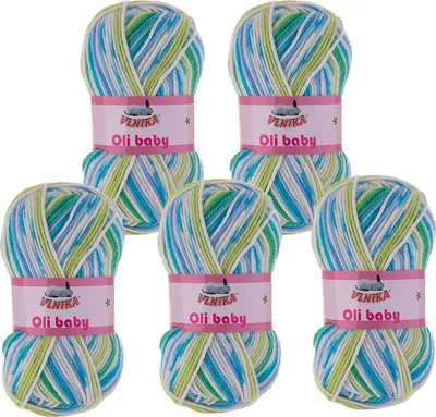Produktbild von 5 x 100g Strickgarn Oli mehrfarbig selbstmusternd Strick-Wolle Klassikgarn