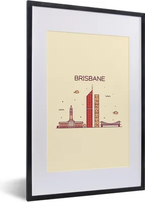 Produktbild von MuchoWow® MuchoWow® Gerahmtes Poster Brisbane - Australien - Skyline 40x60 cm - Poster mit zchwarzem Bilderrahmen - Poster in Rahmen