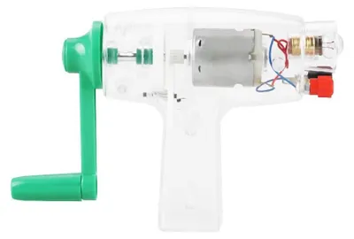 Productafbeelding van Handslinger Generator - Noodstroomvoorziening Mechanisch - Energie Demonstreren - Zichtbare Binnenstructuur - 63 VDC - Transparant