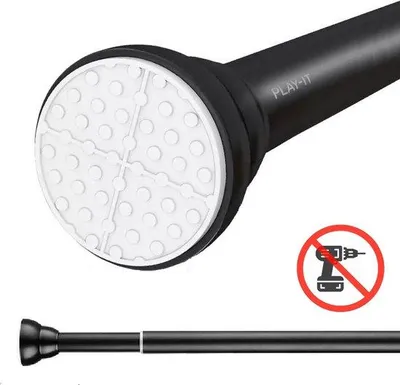 Immagine prodotto di Uniqoos® – Asta per tende, estendibile da 125 a 220 cm, senza foratura, colore nero, acciaio inossidabile e silicone, asta a tensione regolabile, capacità di carico fino a 35 kg