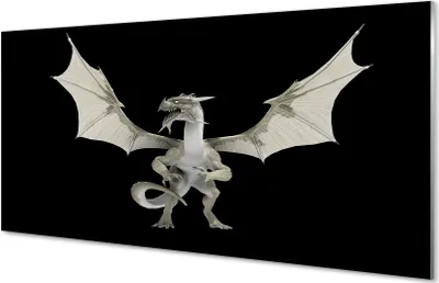 Produktbild von Glasbilder 140x70 Wandkunst Weißer Drache