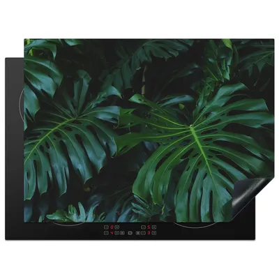 Produktbild von KitchenYeah© Herdabdeckplatte Blätter - Tropisch - Monstera - Dschungel , 70x52cm, Küche Deko, Glaskeramikkochfeld Herdabdeckung, Abdeckplatte fùr Kochfeld