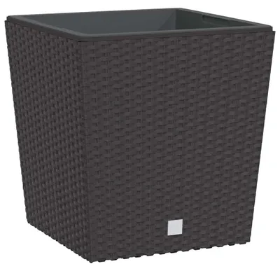 Image de Pot de fleurs imitation rotin, couleur marron, 21 litres
