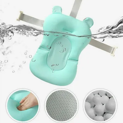 Produktbild von Baby Badewanne Kissen Pad Duschmatte faltbare Duschunterlage Badkissen Badesitz，Blau