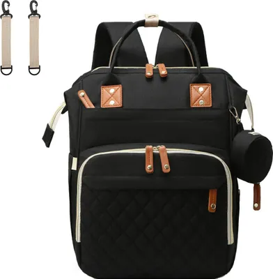 Produktbild von ASKSA Baby Wickeltasche Rucksack Großer Wickelrucksack mit Multifunktions Babytaschen, Schwarz