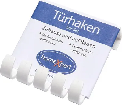 Immagine prodotto di Gancio per porta Home Xpert bianco set di 5, plastica Lunghezza: 85 mm