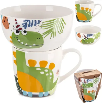 Immagine prodotto di Orion tazza in porcellana Tazza per bambini Tazza con ciotola con ciotola in porcellana per bambini 2 pz.