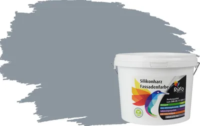 Produktbild von RyFo Colors Silikonharz Fassadenfarbe Lotuseffekt Trend Silbergrau 3l - bunte Fassadenfarbe, weitere Grau Farbtöne und Größen erhältlich, Deckkraft Klasse 1
