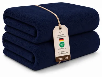 Produktbild von Frottee Handtücher 10er Set, 500 g/m², 100 % Baumwolle, Hotelqualität,50 cm x 100 cm,Blau