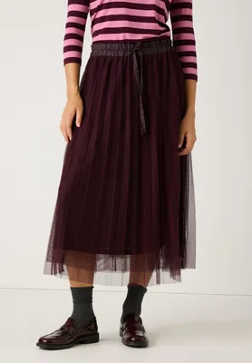 Produktbild von Eleganter femininer Damen Mesh Rock mit glänzendem Satin-Gummibund
