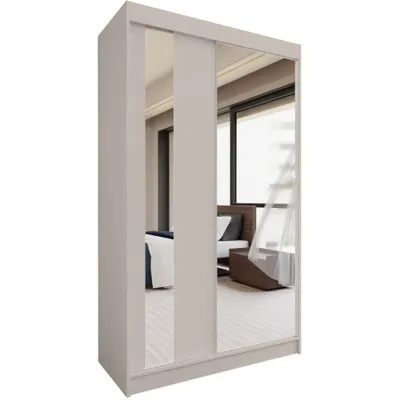 Image de BEAUTYSOFA Armoire à portes coulissantes GAJA 120 cm - Armoire à tiroirs et miroir (cachemire)