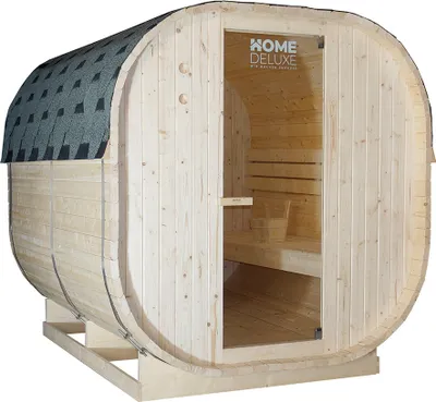 Produktbild von HOME DELUXE - Outdoor Sauna CUBE XL - Maße: ca. 185 cm x 195 cm x 220 cm, Holz: Fichtenholz - inkl. Saunaofen und Saunazubehör I Gartensauna, Außensauna, Sauna Fass für 6 Personen