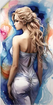 Produktbild von ARTland Wandbild, selbstklebend Frau in Farben I Größe: 75x150 cm