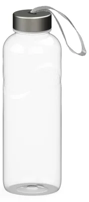 Produktbild von Trinkflasche Carve 'Pure' 1 L - auslaufsichere Tritan Wasserflasche mit Edelstahldeckel und Schlaufe - Transparent