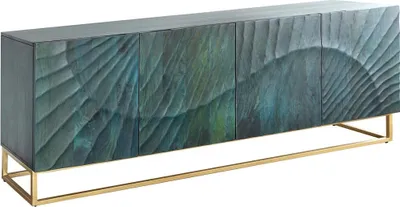 Immagine prodotto di Buffet LUMBER 180 cm – Legno scolpito turchese e dorato, stile design contemporaneo