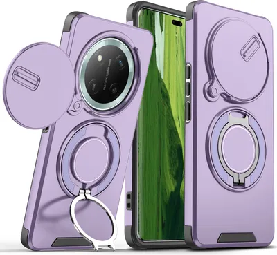 Produktbild von Handyhülle für Honor X9C / Honor Magic7 Lite Dual-Layer Stoßfest Militär Hülle mit Dia Kameraschutz und Magnetisch Ring Ständer Lila