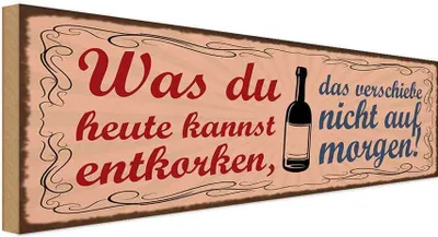 Produktbild von vianmo Holzschild 10x27 cm was du entkorken kannst Wein Essen Trinken