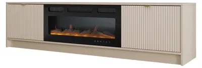 Produktbild von MIRJAN24 TV-Lowboard Tireno EF mit Kamin, TV-Tisch mit Klappe, Aluminiumgriff in der Farbe Gold (Farbe: Sandbeige)