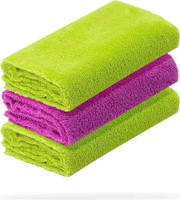 Produktbild von detailmate 3er Set Mikrofasertücher - 40x40cm, 550 GSM - Mikrofaser Poliertücher 2x grün, 1x lila