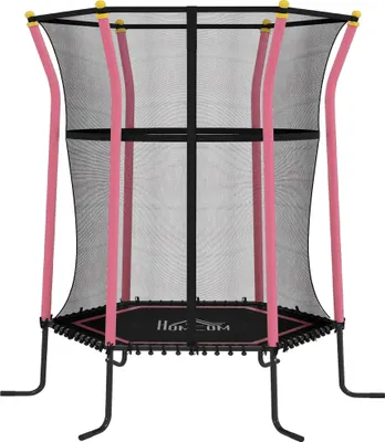Produktbild von Kinder Trampolin Ø163,5 cm mit Sicherheitsnetz, gepolstert, Stahlrahmen, bis 50 kg belastbar, für Garten und Outdoor