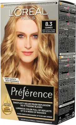 Obrázek produktu pro L'Oreal Paris Preference Barva na vlasy 8.3 Cannes --> ""L'Oreal Paris Preference Barva na vlasy 8.3 v odstínu Cannes""