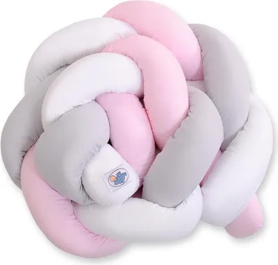 Immagine prodotto di Serpente da letto intrecciato per culla - bianco-grigio-rosa nido per neonato serpente da letto nido per neonato circondare la testa treccia di protezione