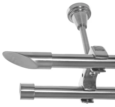Produktbild von Edelstahl Look Gardinenstange Ø 20mm Deckenträger 2-läufig zweiläufig Deckenbefestigung Schräge D61 E32E30 RR