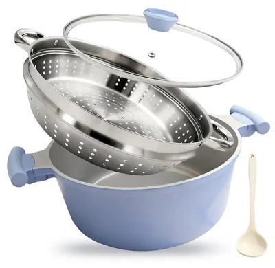 Image de Elzusha - Poêle à frire de 28 cm avec couvercle - 7 litres, revêtement antiadhésif en céramique