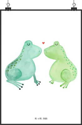 Produktbild von Mr. & Mrs. Panda Bild Frosch Liebe DIN A0 - Weiß - Geschenk, wanddeko, Deko, Frösche, drucke, Plakat, Verliebt, Freundin, Wandbild