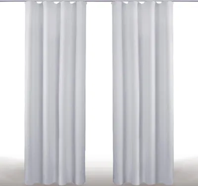 Produktbild von 2x Gardinen Microfaser mit Kräuselband (Grau), Größe: 140x145cm
