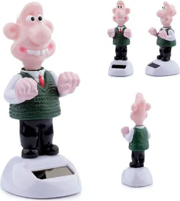 Produktbild von Mensch Wallace & Gromit Wackelfigur Solarfigur Wackelkopffigur tanzt Solar Deko