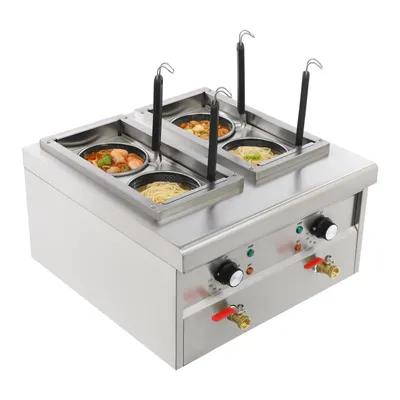 Image de cuiseur de pâtes électrique à 4 compartiments avec paniers à tamis pour spaghettis