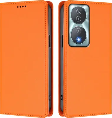 Immagine prodotto di Custodia in pelle per Honor X7b 4G/X7b 5G/Honor 90 Smart, custodia flip magnetica in Finto cuoio con supporto Arancione