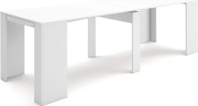 Image de TAPA Table console extensible, 262x90x77cm, Pour 12 personnes, Table à Manger, Blanc