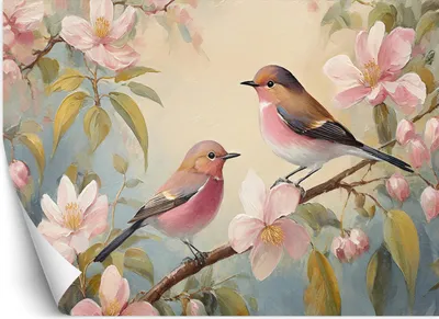 Produktbild von Vlies fototapete Vögel Tiere Vintage 150x105 cm Feeby Rosa inkl. Kleber einfache Montage