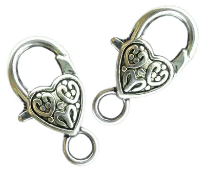 Produktbild von 2 Herz Karabiner, antiksilber, 25x12mm