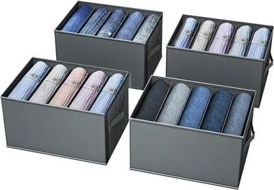 Image de Rangement pliable en tissu, pour vêtements et accessoires, gris clair