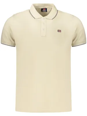 Produktbild von Herren Poloshirt Beige mit Kontrastdetails und Applikation
