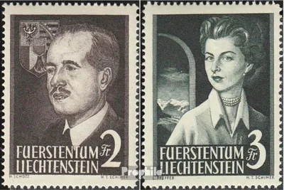 Produktbild von Briefmarken Liechtenstein 1955 Mi 332-333 (kompl.Ausg.) postfrisch Fürstenpaar