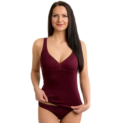 Damen BH Hemd Unterhemd mit Schleifendetail bordeaux rot