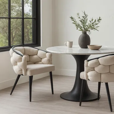 Produktbild von Alsen Stuhl Schwarz Beige mit Metallgestell, 60x80x68 cm (BxHxT), Sitzhöhe 49 cm