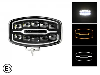 Image de Projecteur universel à LED haute puissance 55 W / lampe halogène 12 V–24 V avec feux de jour (DRL), blanc-jaune, pour quad, Jeep, camion